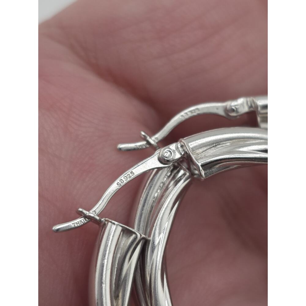 NEW HOP EARRINGS STERLING SILVER 925 RHODIUM PLATED - Picture 2 of 10